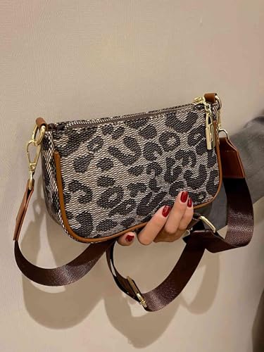Leopard Crossbody Bags for Women, Cheetah Leopard Print Purses, Cute Small Mini Side Cross Body Bag, Casual, Brown, Textured, 1.7L, 20253