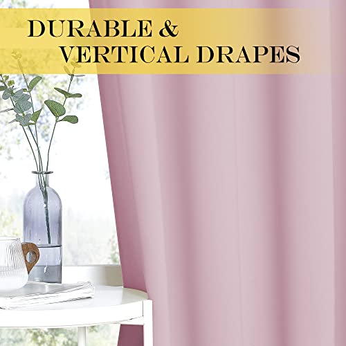 NICETOWN Bedroom Curtain Room Darkening Drapery - Home Fashion Microfiber Thermal Insulated Solid Grommet Room Darkening Curtain for Kitchen (Lavender Pink, 1 Panel, 52 inches Wide by 72 inches Long)