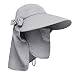 Lenikis Women's UPF50+ Sun Visor Foldable Wide Brimmed UV Protection Hat with Detachable Flaps Grey