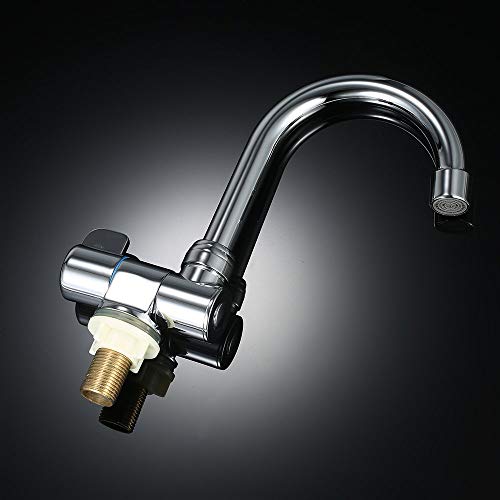Decdeal Deck/Wall Mounted Rotating RV Faucet Kitchen Faucet for Camper Recreational Vehicle Motorhome Travel Trailer