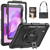 SEYMAC Hülle für Lenovo Idea Tab 11 2025 / Tab M11 / K11 11 Zoll TB336ZU/TB336FU, Stoßfeste Hülle mit Bildschirmschutzfolie, 360° Drehbarer Ständer & Handschlaufe, Schultergurt, Stifthalter, Schwarz