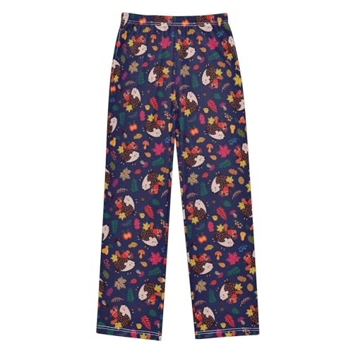 ZZXXB Hedgehog Fruits Leaves Boys Long Pants Soft Trousers Elastic Waist Kids Lounge Bottoms with Pockets S-XL