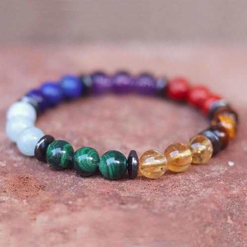 Image of Young & Forever Trinity 21 Natural Healing Crystal Chakra Bracelet for Men & Women - Adjustable Reiki Energy Yoga Stone Bead Bracelet for Stress Relief, Meditation & Positivity