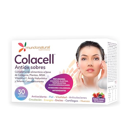 Mundo Natural - Colacell 30 Sobres | Colageno en Polvo | Colageno Hidrolizado Puro + MSM + Plantas + Vitamina C | Colágeno Hidrolizado 5000mg | Colageno Acido Hialuronico en Polvo y Vitamina C