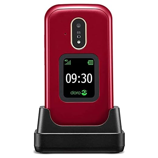 Doro 7081 Olåst 4G Dual SIM-Mobiltelefon för Seniorer med GPS, Facebook, Whatsapp för Videosamtal och Laddningsdocka Ingår [Svensk Version] (Röd)