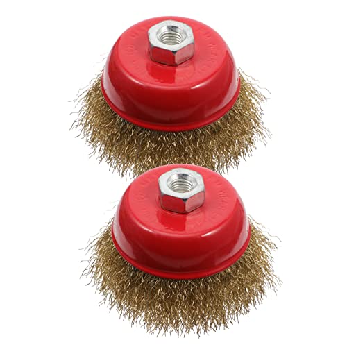 STOBAZA 2 Pcs Wire Brush Wheels Brush for Deburring Surface Preparation Compatible with Angle Grinders High Efficiency Coated Wire for Painting and Coating Applications