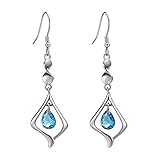 Purple Gemstone Gold Plate 925 Sterling Silver Drop Earrings for women (sky blue)