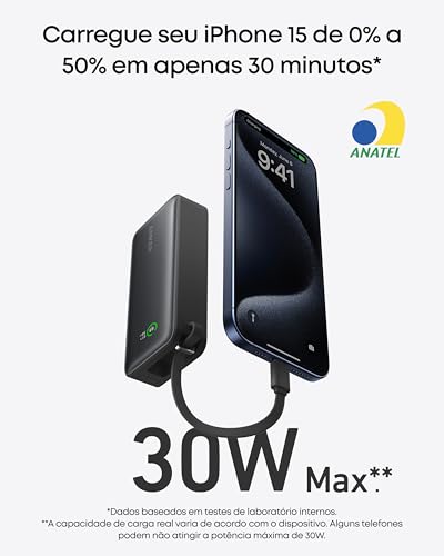 Anker Nano Power Bank, Carregador Portátil de 10.000 mAh com Cabo