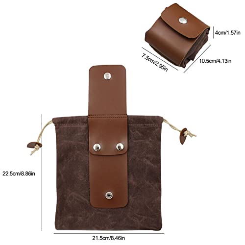 ASENIE Foraging Bag Waxed Canvas Collapsible Outdoor Camping Foraging Pouch Mushroom Storage Water Resistant Leather Bushcraft Belt Tinder Dump Pouchs Brown for Travel Camping Hiking Bag Only (Brown) 6 ASENIE Foraging Bag Waxed Canvas Collapsible Outdoor Camping Foraging Pouch Mushroom Storage Water Resistant Leather Bushcraft Belt Tinder Dump Pouchs Brown for Travel Camping Hiking Bag Only (Brown) - Image 6