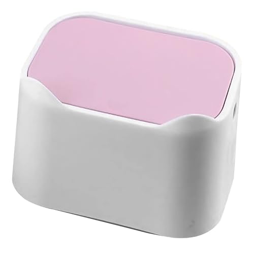 Operitacx Tipo de contenedor de prensa de residuos tapa de uso conveniente con cesta de escritorio para cubo tapa de mesa rosa tapas de oficina