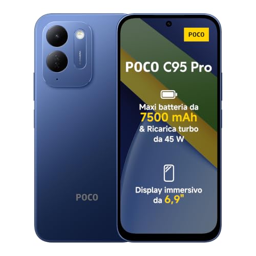POCO C95 Pro, Smartphone 8+256GB, Blu, Batteria 7500mAh, Ricarica Turbo 45W