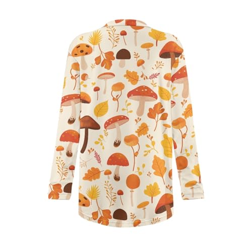 Image of Fall Maple Leaf Cardigan Sweaters for Women Long Sleeve Cardigan Soft Drape Open Front Dusters V-Neck Jackets Dressy