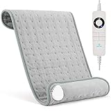 Heizkissen, Kastiny Elektrisches Wärmedecke mit Abschaltautomatik und 6 Stufige Temperaturstufen Wärmekissen für Rücken Nacken Schulter Schnell Heiztechnik, Hellgrau, Waschbar