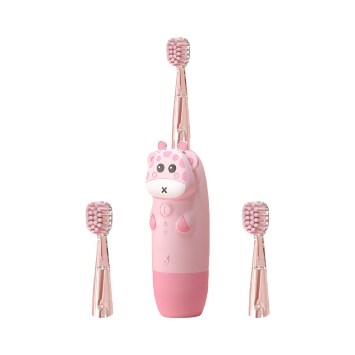 SEWACC Cepillo de Dientes Eléctrico Sónico en Color Rosa Frecuencia Ajustable y Diseño, Silicona Suave y PC, Set de 4 Piezas para Bebés