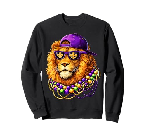 Mardi Gras Lion Funny Mardi Gras Occhiali da Sole Leone Costume Felpa