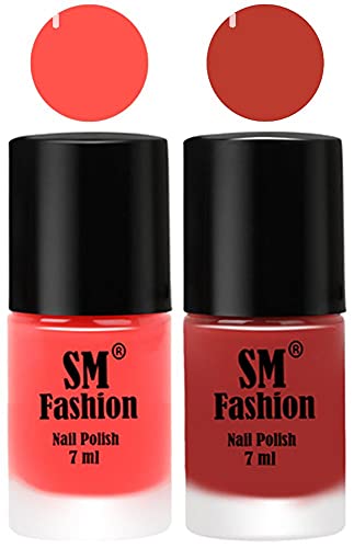 Image of Long Lasting Nail Polish | Nail Paint Combo 7 ml Each) - Set of 2 Baby Pink-Dark Peach