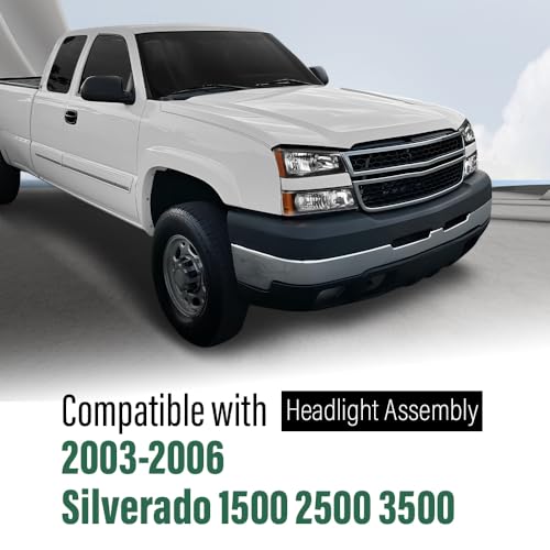 Image of GRAND ORANGE Headlight Assembly Compatible with Chevy Silverado 1500 2500 3500 1500HD 2500HD 2003-2006 / Avalanche 2003-2007 Clear lens Black Housing Bumper Lamps