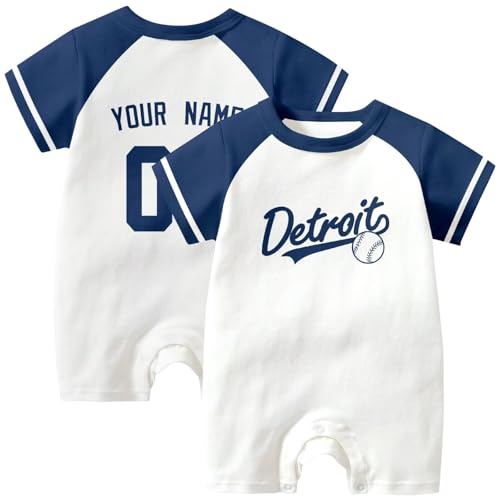 Image of KREDE Baby Clothes Unisex Bodysuit White Custom Name Number for Baby Boys