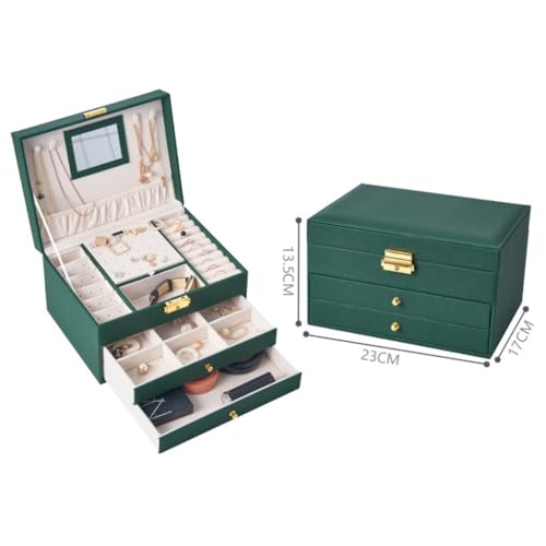 Boîte de rangement de bijoux en cuir cadeau rétro à trois couches - 5