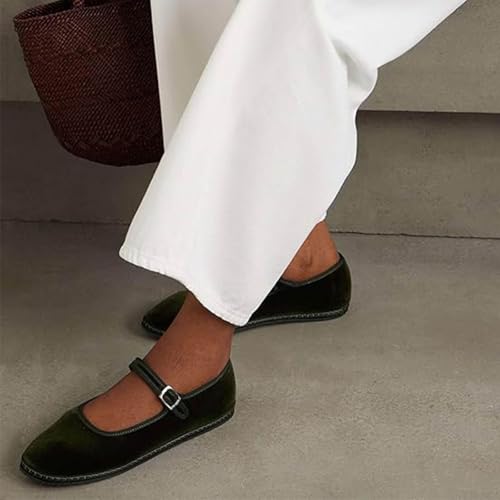 Velvet Ballet Flats for Women Suede Round Toe Cute Mary Jane Flats Slip On Casual Dressy Comfortable Ballerina Shoes2