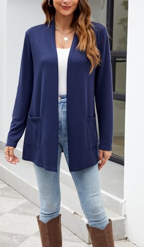 Image of Newchoice Womens Lightweight Long Sleeve Cardigans with Pockets Summer Casual Open Front Sweater Cardigan Duster