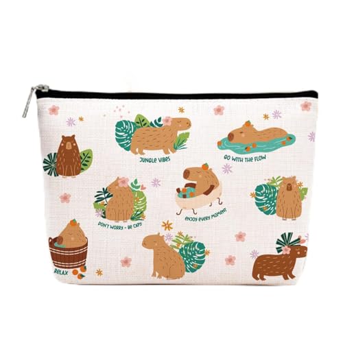 Presentes de capivara, bolsa de maquiagem fofa de capivara, bolsa de cosméticos para capivaras, bolsa de viagem, capivaras, amantes de animais, presentes para mulheres, meninas, filhas, amigas, irmãs