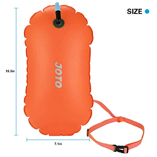 2 Pack Joto Swim Buoy Float, Swimming Bubble Safety Float With Adjustable Waist Belt For Open Water Swimming, Safe Swim Training, Triathletes, Kayaking, Snorkeling -Neonyellow & Orange #TOP1