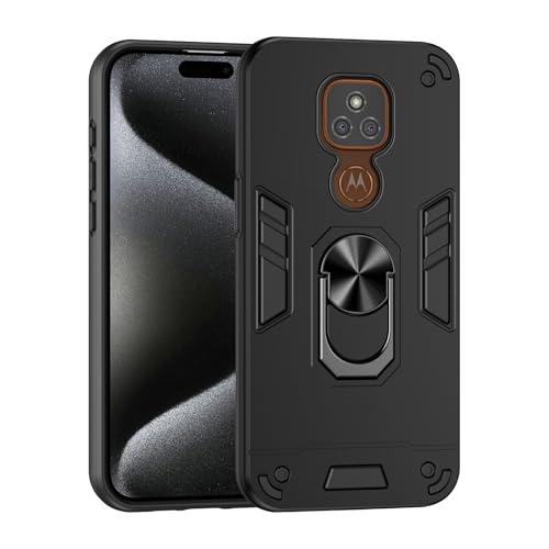 Lucyliy Funda para Motorola Moto E7 Plus Funda [con Protector de Pantalla de Cristal Templado] Compatible con Motorola E7 Plus Funda Case Carcasa Black