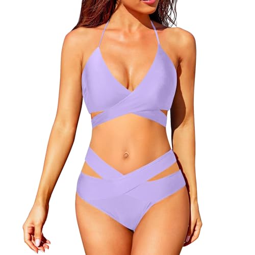 Bikinis Mujer 2026,Top Bikini,Bikuni Mujer - Deportivo Reductor Push Up Trajes de Baño Elegante Halter Cintura Alta Control de Abdomen Bañadores para Piscina Playa