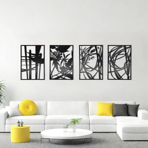 AIM & GGKK 4 Pack Black Abstract Wall Art Décor,