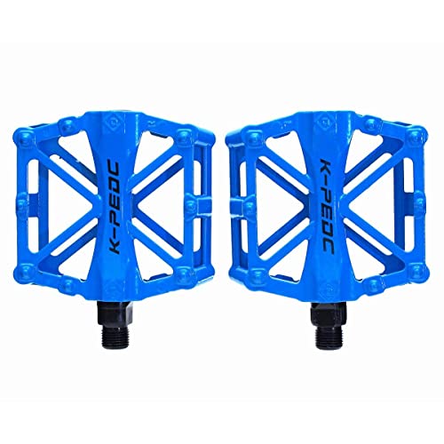 【HAMMARS】 アルミペダル 左右セット ボールベアリング フラットペダル ロードバイク MTB マウンテンバイク クロスバイク ママチャリ 軽快車 シティバイク 一輪車 BMX 折りたたみ ミニベロ 小径車 ピスト (青)