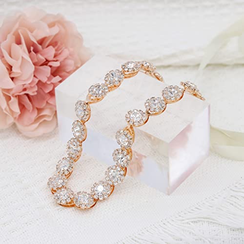 Oriamour Rose Gold Bridal Headpiece Wedding Headband With Crystal And Ribbons Hair Jewelry (Rose Gold) #TOP1