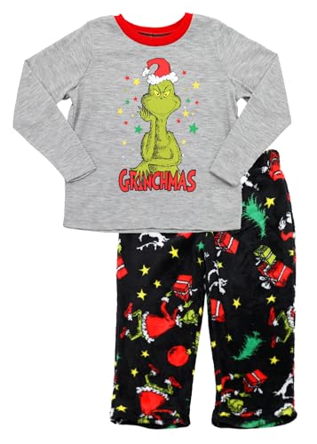 Dr. Seuss Pijama Grinch – Conjunto de pijamas natalinos para a família – Merry Grinchmas combinando
