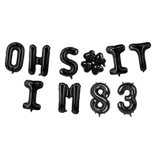 Image of Oh I'm 83! Latex Balloons 16 Inch Black Hallo Eighty Three Cheers to 83 Years Old Theme Decor for Man Woman Happy 83rd Birthday Party Photo Studio Prop Flag Decorations Favors Supplies