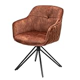 invicta INTERIOR Drehbarer Design Stuhl Euphoria braun Samt im Retrostil mit Ziersteppung Esszimmerstuhl