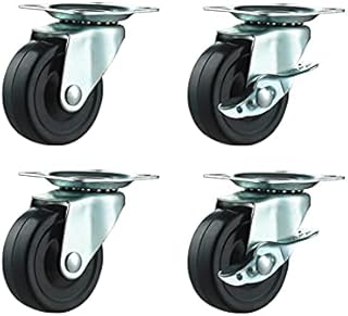 Castor Wheels 4 x 40mm Heavy Duty Swivel Furniture Caster Wheel Braked Rubber Silent Wheels for Trolley Office Chair Replacement Castors Wheels Black