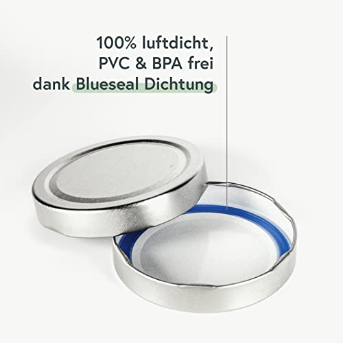 PUREGANIC® 16x Deep Twist Off Deckel für Schraubgläser und Einmachgläser| DTO Ø 82mm Schraubdeckel mit Blueseal | Made… - Image 3