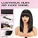topshe Natural Black Wig with Bangs Straight Layered Wigs for Women Heat Resistant Synthetic Wig Shoulder Length Hair Natural Looking for Daily or Party Use 16 Inch