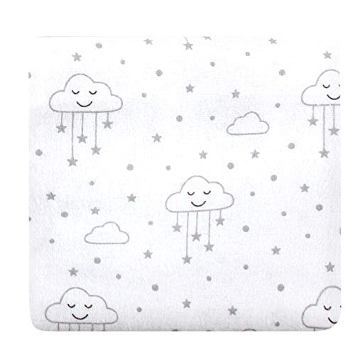 Image of Little Treasure Hudson Baby Cotton Poly Flannel Receiving Blankets Multipack, Grey Clouds, 30x30 inches