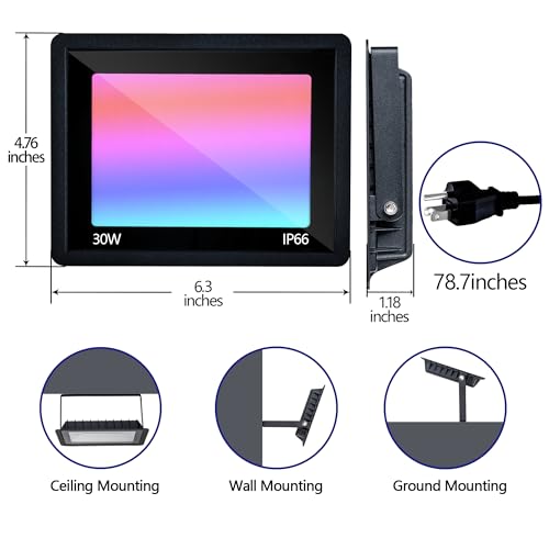 FTL-RGB-Flood-Light-Outdoor-30WColor-Changing-Floodlight-with-Remote-ControlDimmable-16-Colors4-ModesTimingIP66-Waterproof-Color-Changing-Landscape-Light-for-Party-Garden-US-3-Plug2-Pack