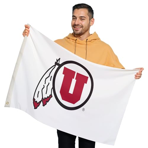 Utah Utes College Sports Printed Flag - NCAA Licensed - Nylon - School Banner (White, Red) (2' x 3')