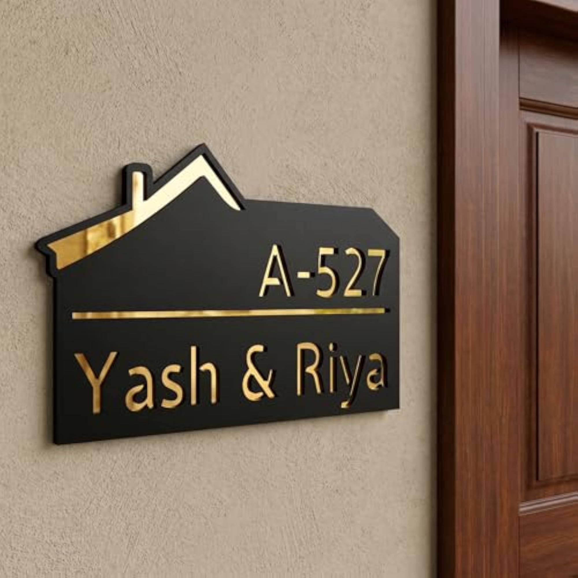 Acrylic & Wooden House Modern Door Plate