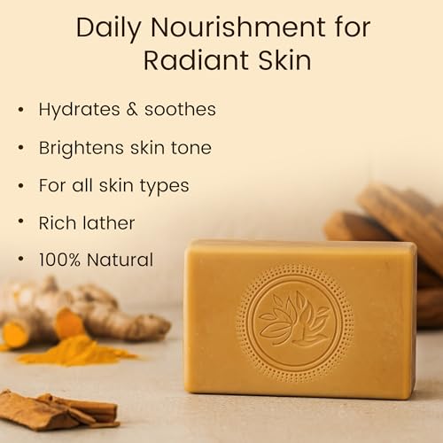 Image of Naija Organics Sandalwood & Turmeric Natural Bath Soap | Skin Brightening, Deep Moisturizing, Chemical-Free, Handmade Soap| Haldi & Chandan Body Soap | For Men & Women, All Skin Types - 100g