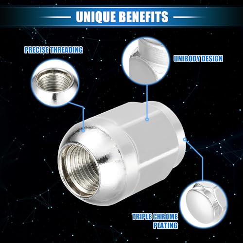 Image of 5 Pcs Wheel Lug Nuts Compatible for Honda Civic 2017-2021 for Honda Odyssey 2007-2010, Durable M14 x 1.5 Carbon Steel Silver Tone Tire Lugnuts