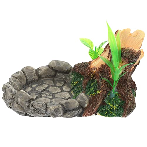 CORHAD Crawling Pet Feeding Basin Durable Reptile Water Holder Food Bowl for Tortoises Lizards and Snakes Realistic Design for Natural Habitat Reptile Tank Accessory