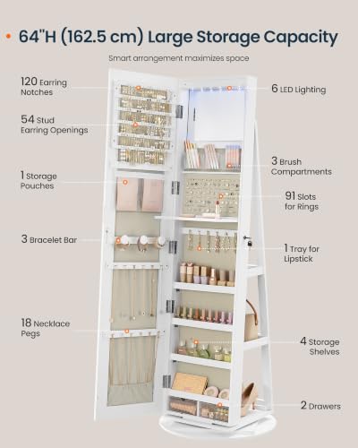 Image of SONGMICS HOME Standing Jewelry Armoire, Full Length Mirror with Storage