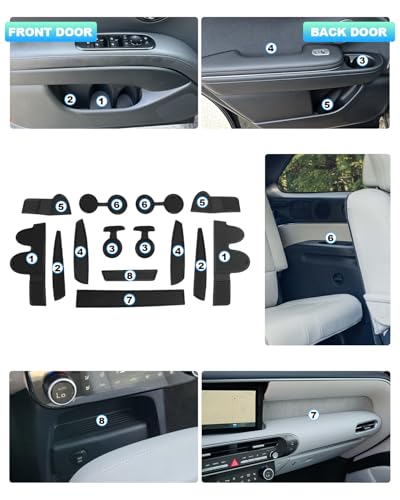 Image of CDEFG 14Pcs for 2026 Hyundai Palisade Door Slot Mats for 2026 Hyundai Palisade Hybrid Accessories Center Console Mat Cup Holder Insert Pocket Rubber Set Console Coaster Liner Pads (Only for 7-Seat)