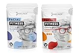 Jawliner Fitness Chewing Gum 15X Harder Jawline Gum Sugar Free Blueberry and Cinnamon Honey Jaw Gum Includes 12 Weeks Coaching - Jawline Exerciser for Shaping the Jaw (4 Months Pack of 2 Flavor)
