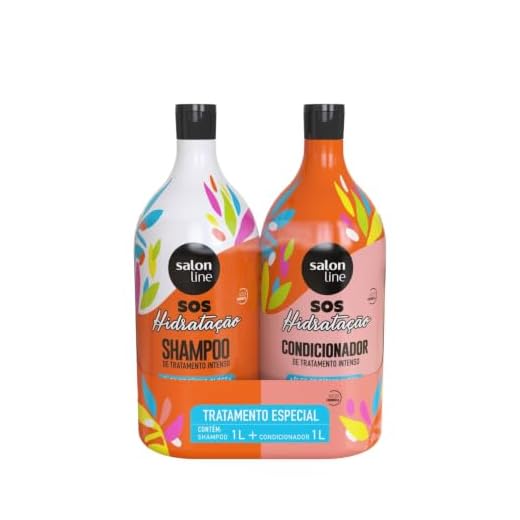 Salon Line, Kit Shampoo e Condicionador, SOS Hidratação, Óleo de Rícino, Vegano - Cabelos Lisos, Ondulados, Cacheados e Crespos, 1 L cada