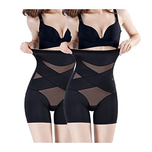 Cross Compression Abs Shaping Pants, Adoremoon Cross Compression Abs & Booty High Waisted Shaper, Hi-Waist Tummy Control Compression Butt Lifter Panties Girdle (2PCS Black,XXL)